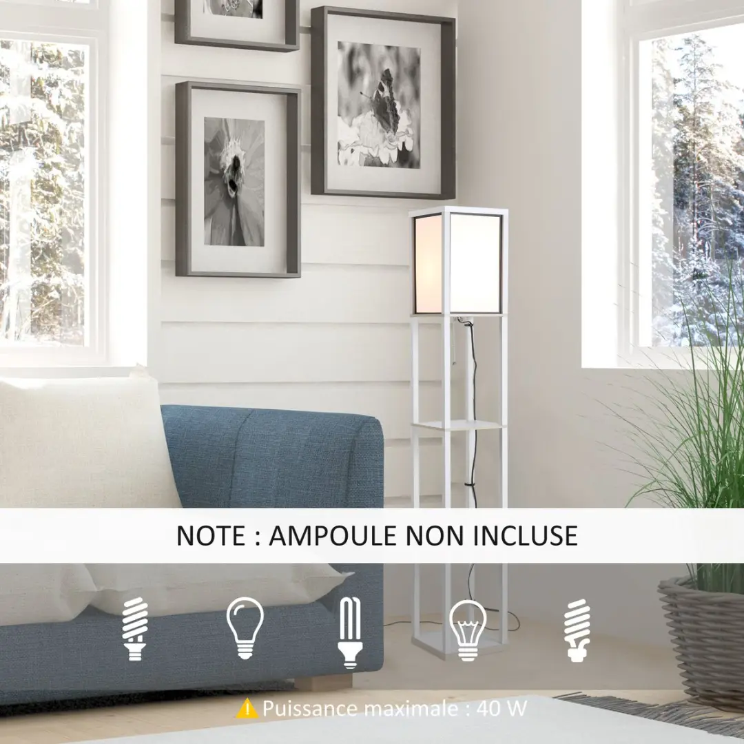 Homcom Staande Lamp Hout 160cm - Wit