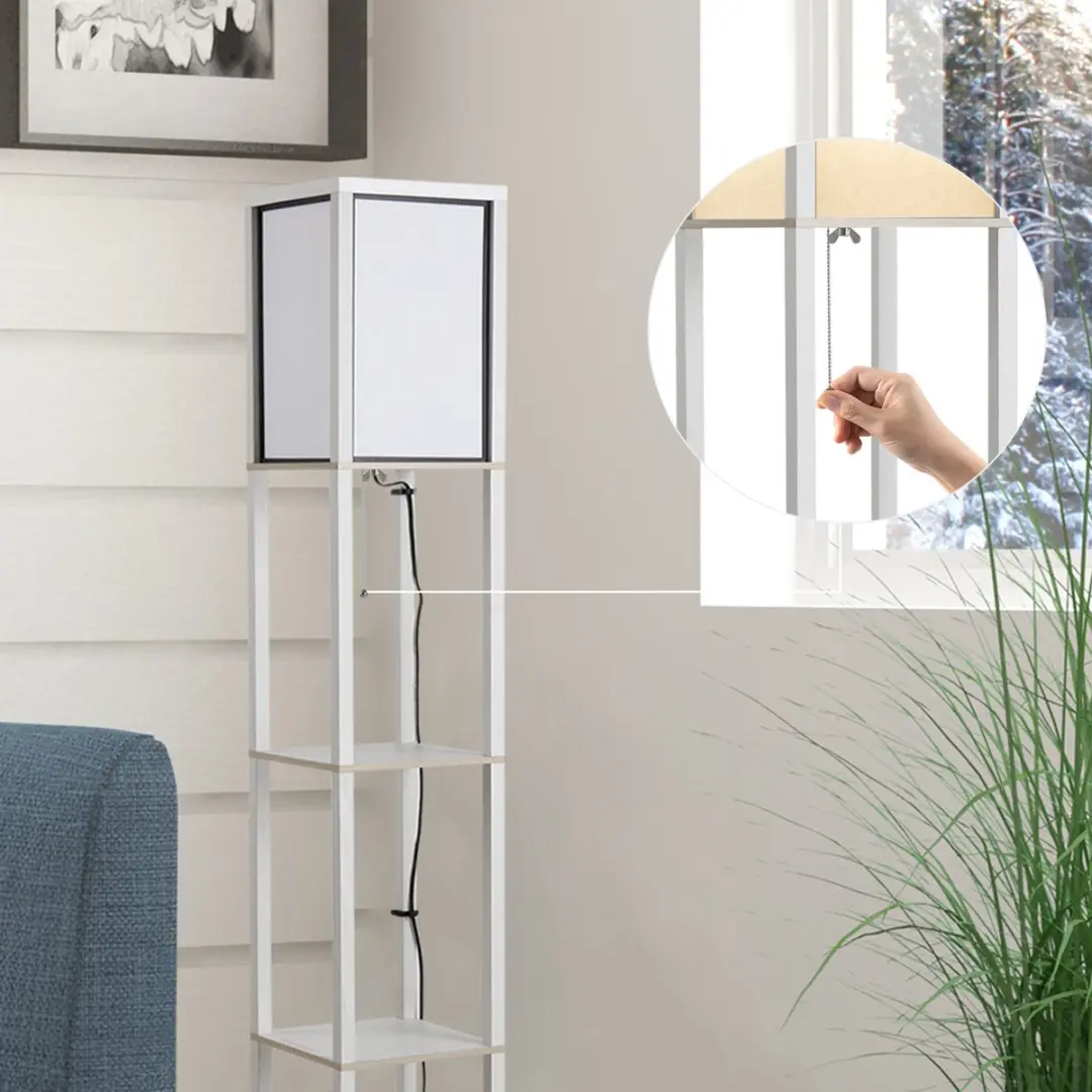 Homcom Staande Lamp Hout 160cm - Wit