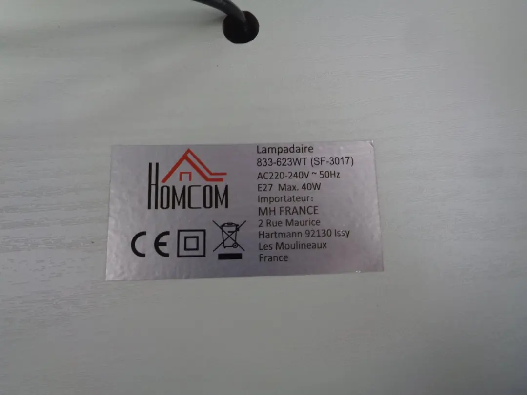 Homcom Staande Lamp Hout 160cm - Wit