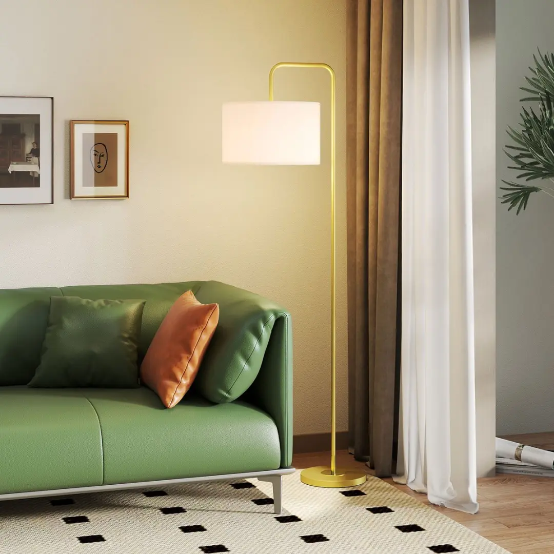 Homcom Vloerlamp Staal 163,5cm - Goud/Wit