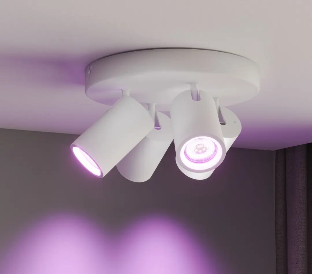 LEDVION SMART LED Plafondspot 4x4.9W RGB+CCT GU10 - Wit