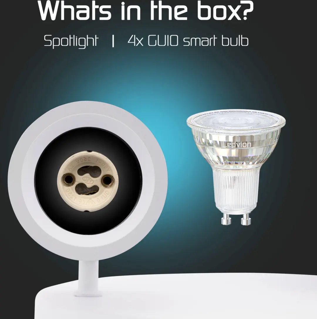 LEDVION SMART LED Plafondspot 4x4.9W RGB+CCT GU10 - Wit