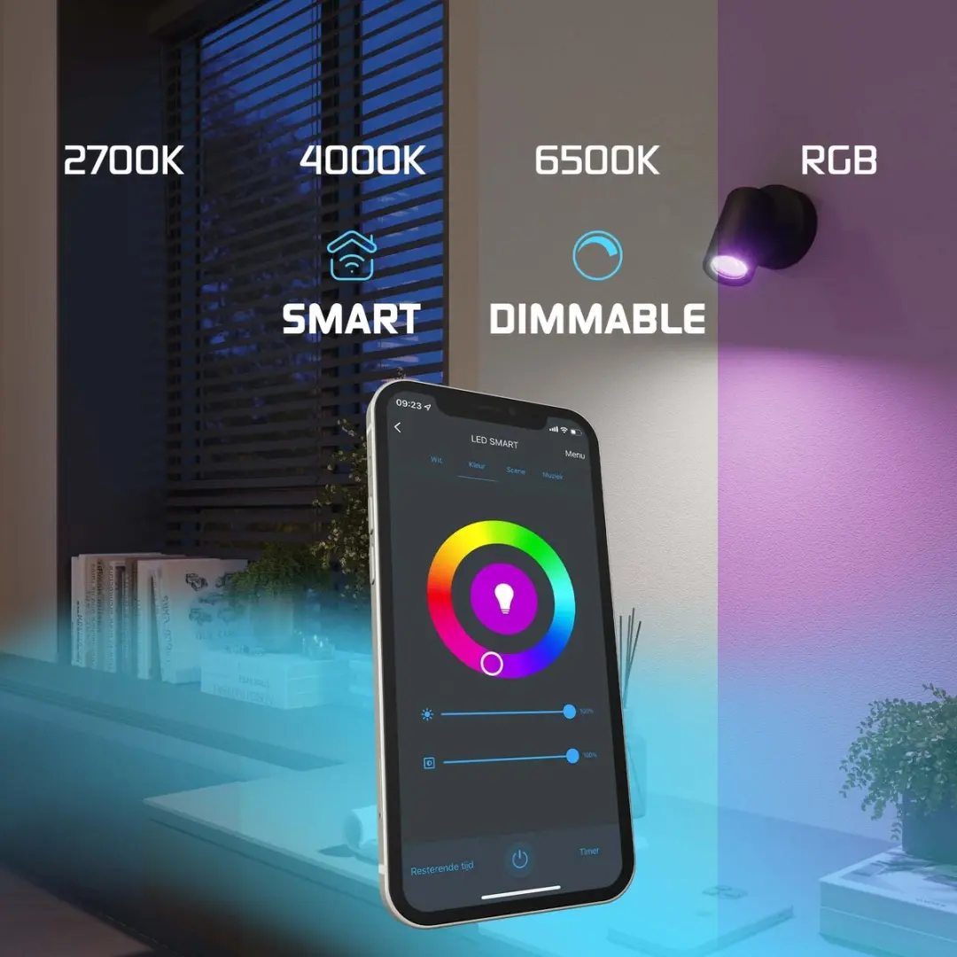 LEDVION SMART LED Plafondspot 4.9W RGB+CCT GU10 - Zwart