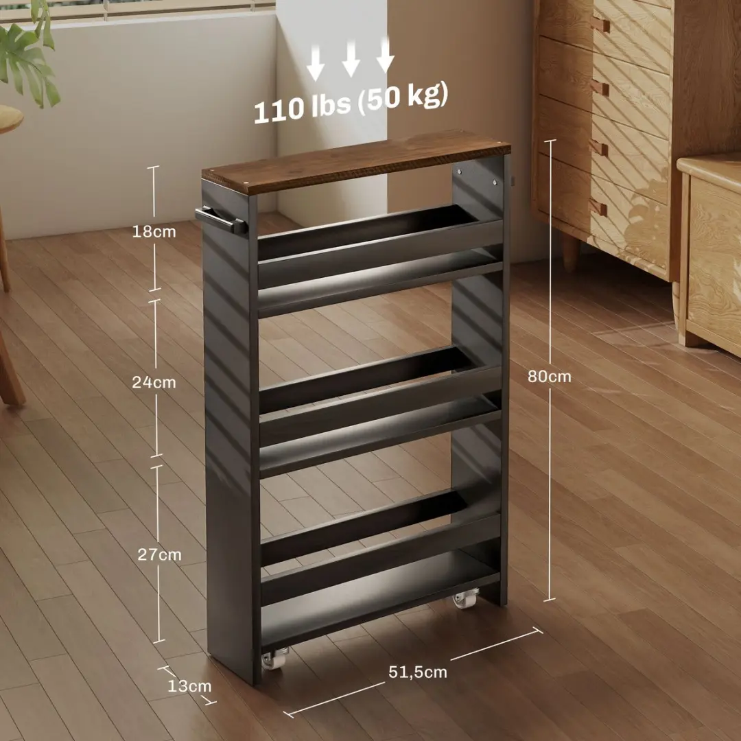 Homcom Gereedschapswagen MDF 51,5x13x80cm - Zwart
