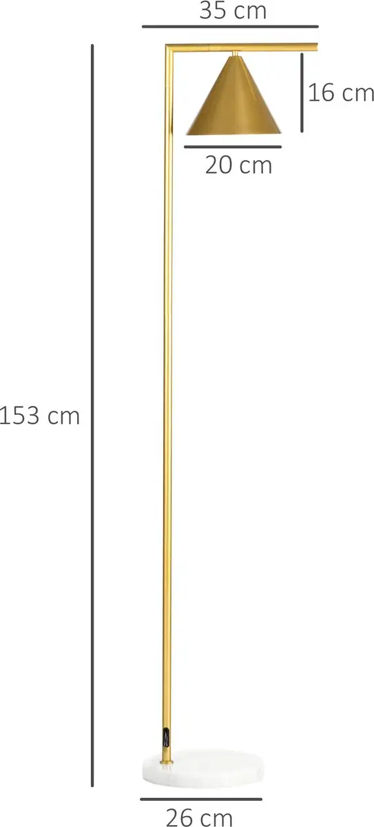 Homcom Staande Lamp 40W - 153cm - Goud