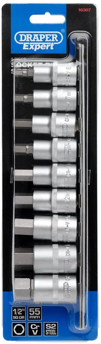 Draper 1/2" Inbusdoppen 9-delig