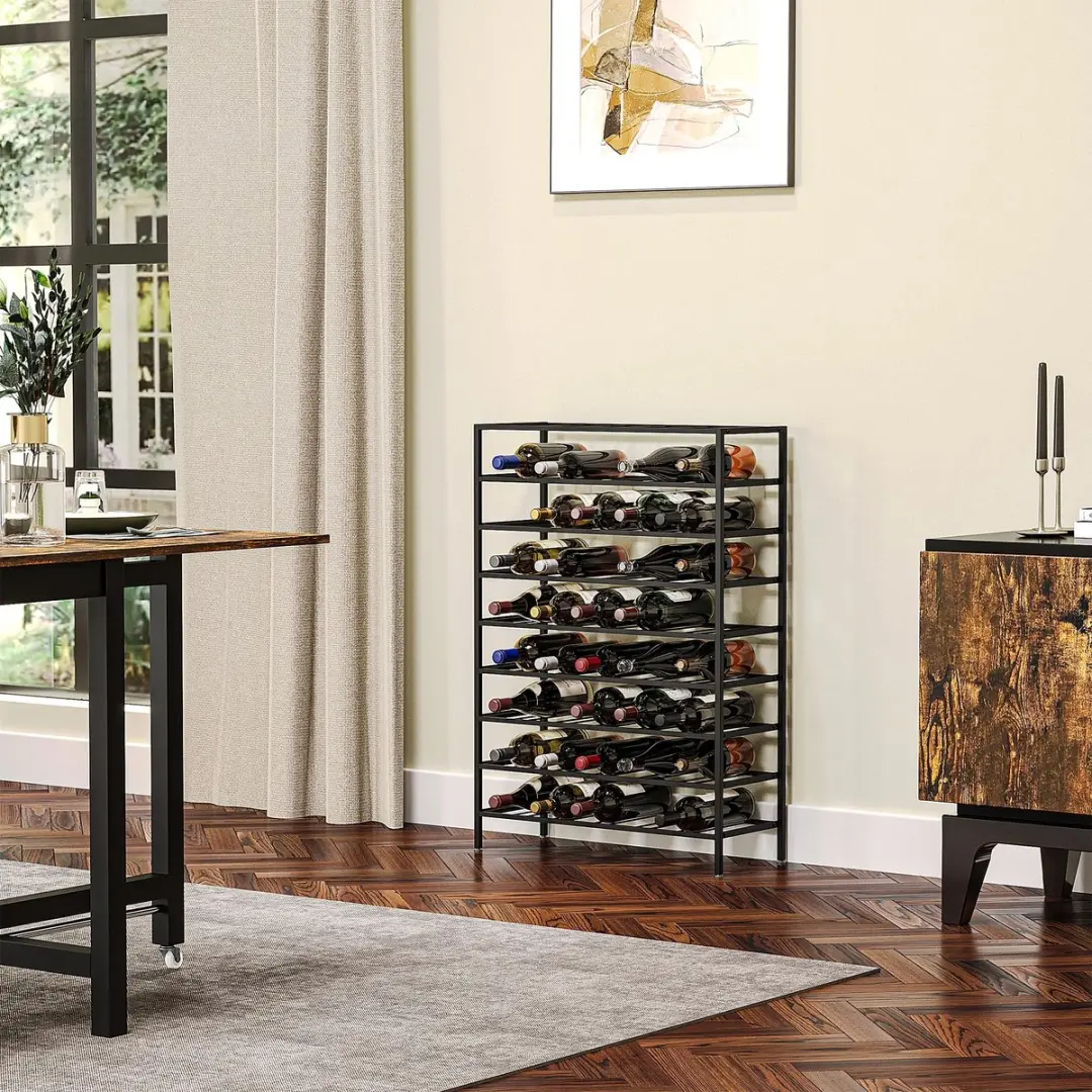 Homcom Wijnrek 54 Flessen - 63x25x91cm - Zwart