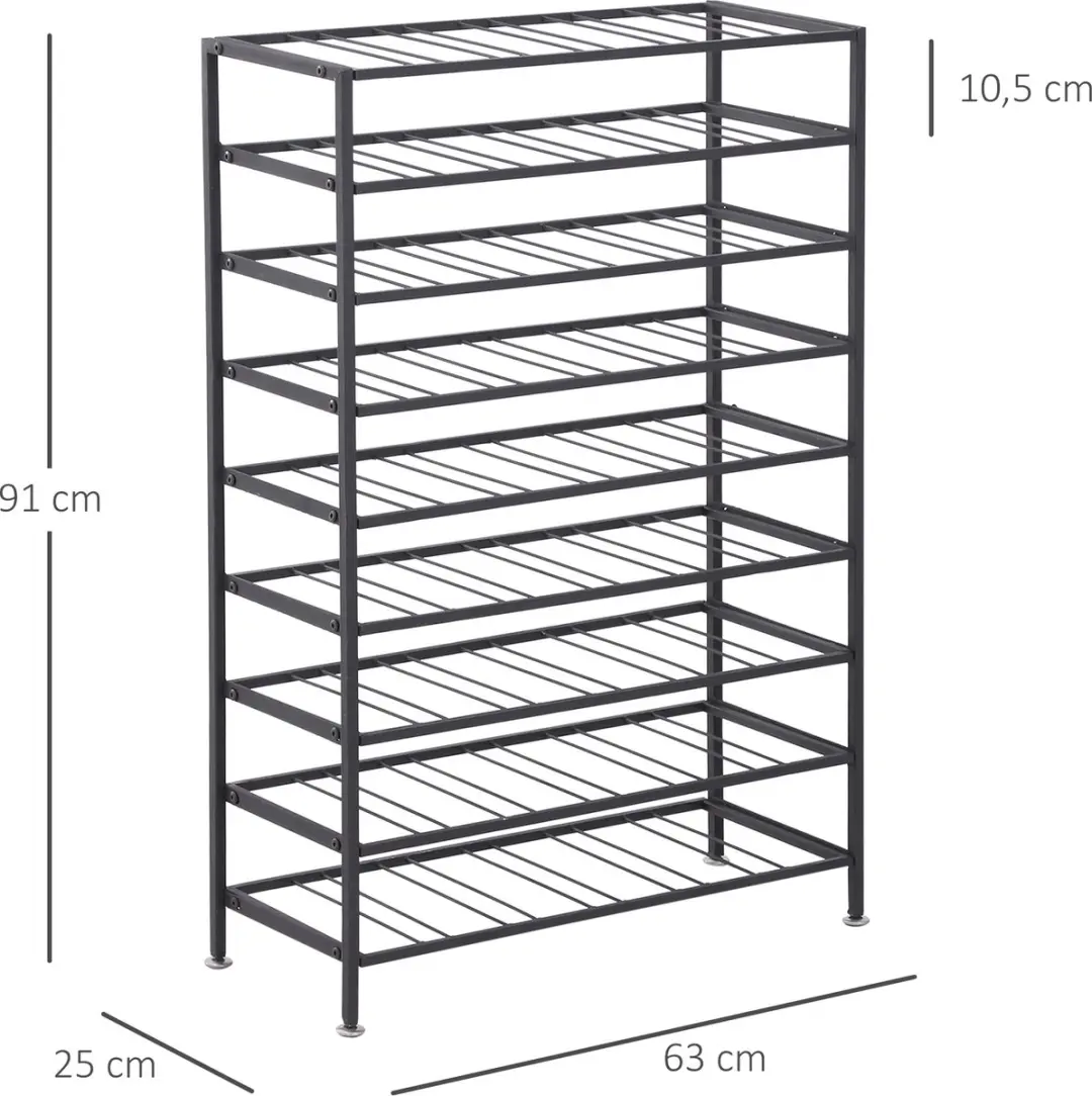 Homcom Wijnrek 54 Flessen - 63x25x91cm - Zwart