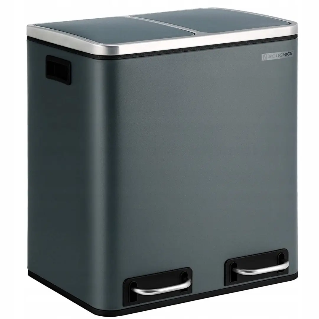 Songmics Keukenafvalbak 2x15L Pedaal Grijs