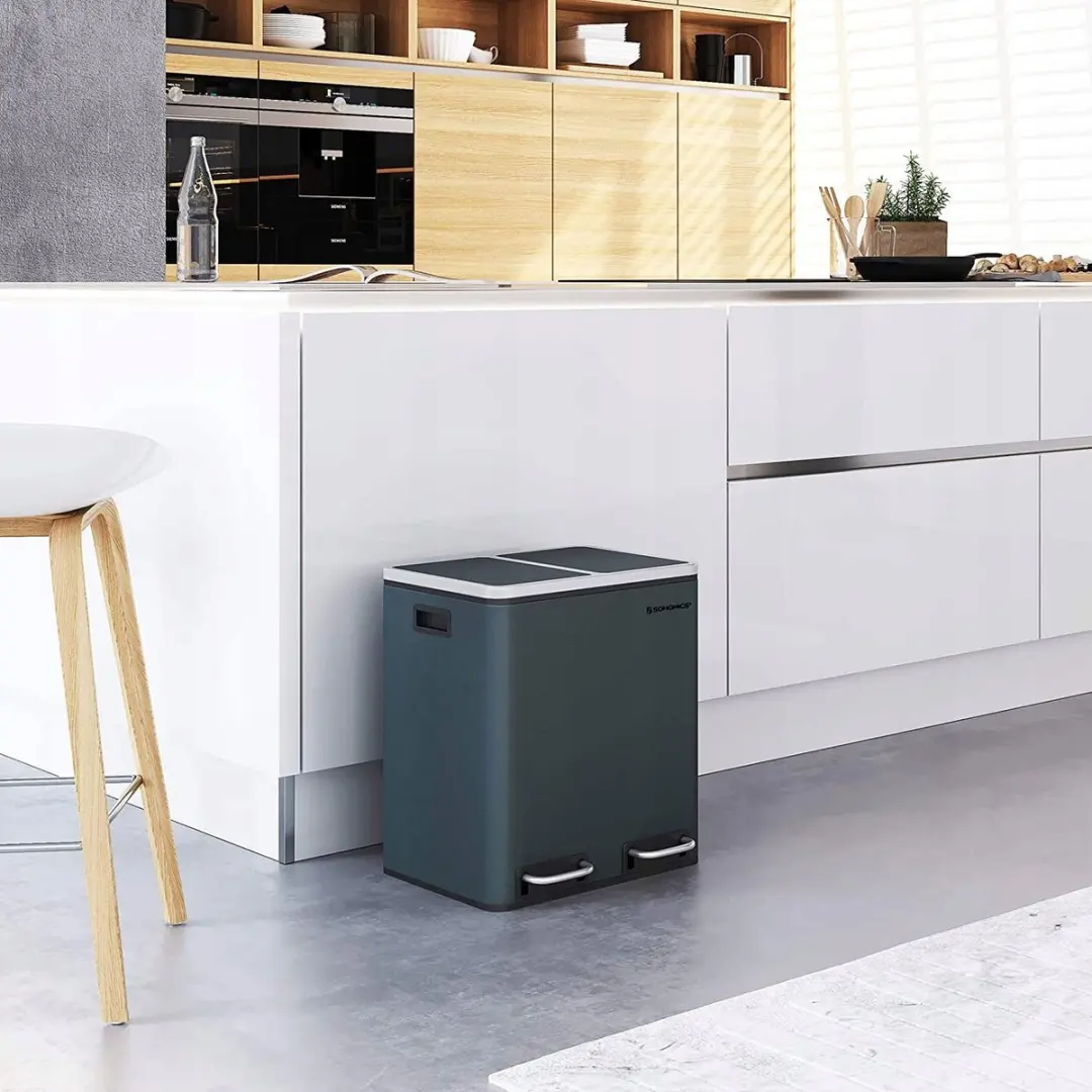 Songmics Keukenafvalbak 2x15L Pedaal Grijs
