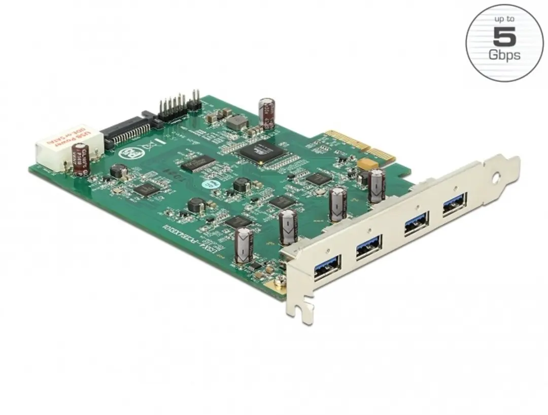Delock 89325 PCI Express Kaart - 4x USB 3.0-A - Groen/Zilver