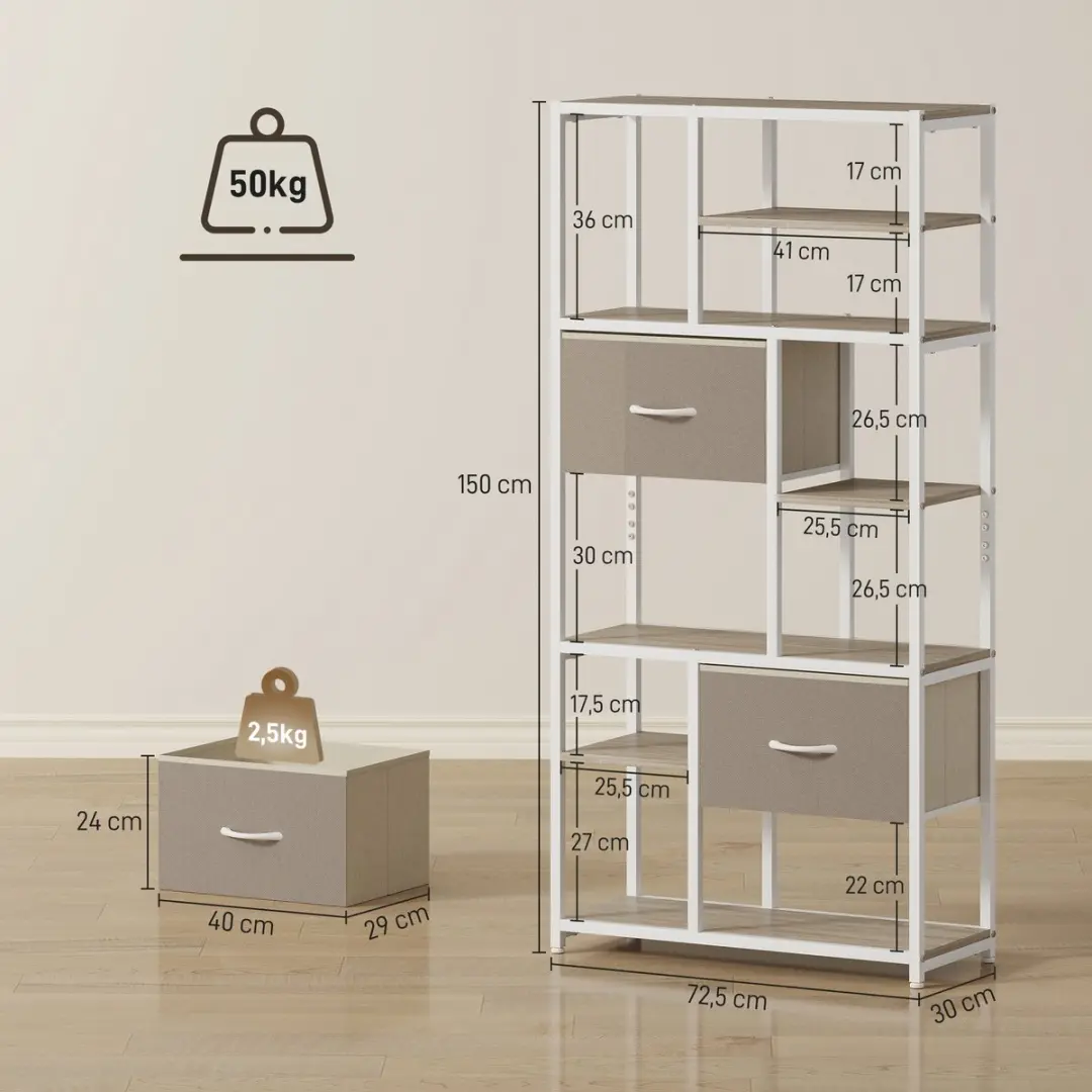 Homcom Opbergplank 72,5x30x150cm - Eiken