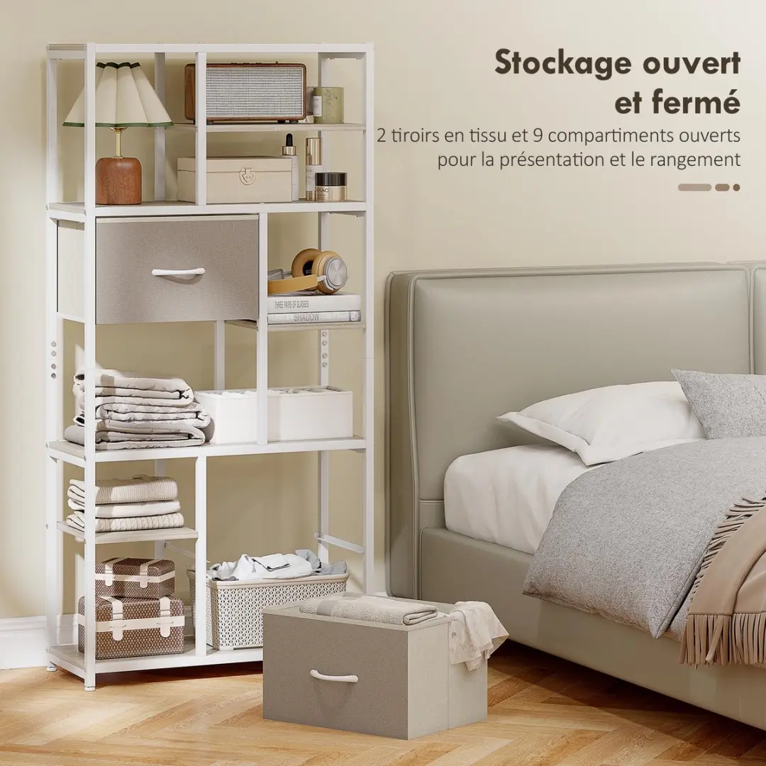 Homcom Opbergplank 72,5x30x150cm - Eiken - afbeelding 6 van 6