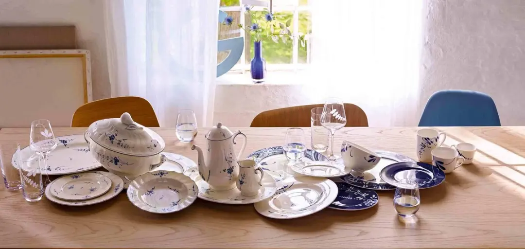 Villeroy & Boch Vieux Luxembourg Espressotassen Set - 6 Stuks - 70ml - Wit-Blauw