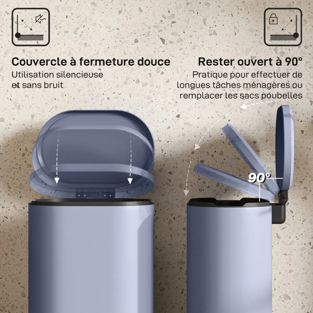 Homcom Prullenbak PP 40L - 36,5x31x61cm Grijs
