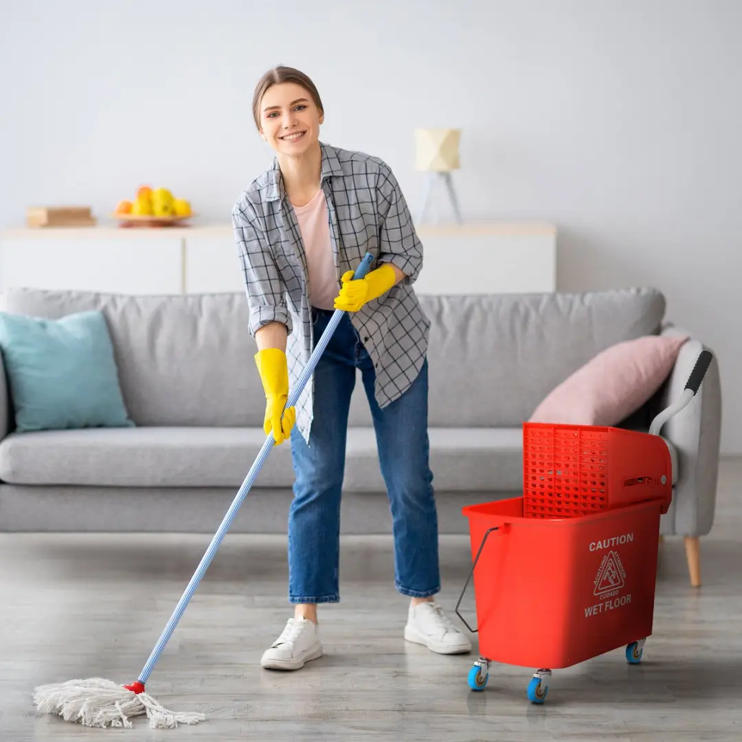Homcom Dweil-emmer met wringer 20L - Rood