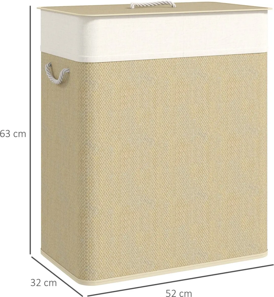 Homcom Wasmand Bamboe 52x32x63cm - Wit