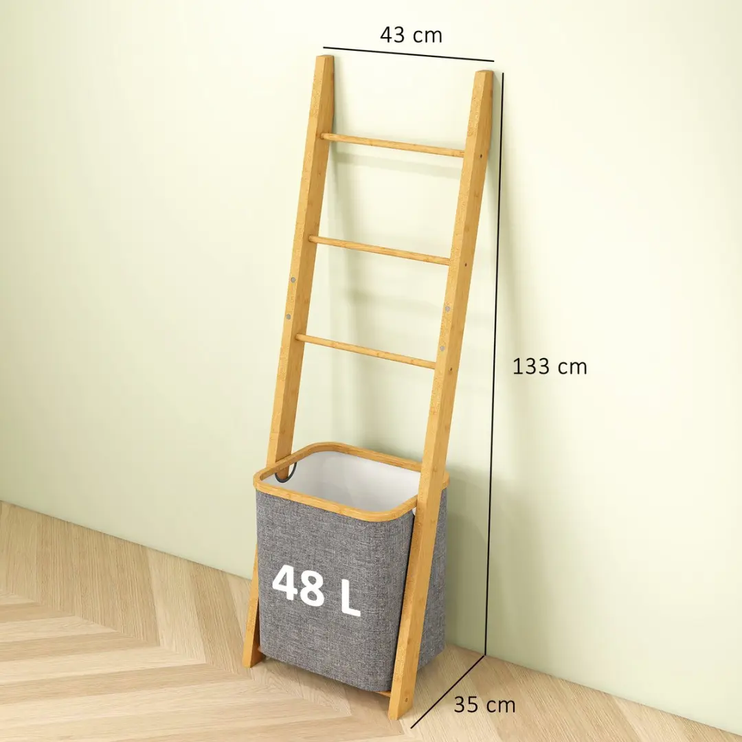 Homcom Bamboe Badkamerrek 43x35x133cm - Grijs