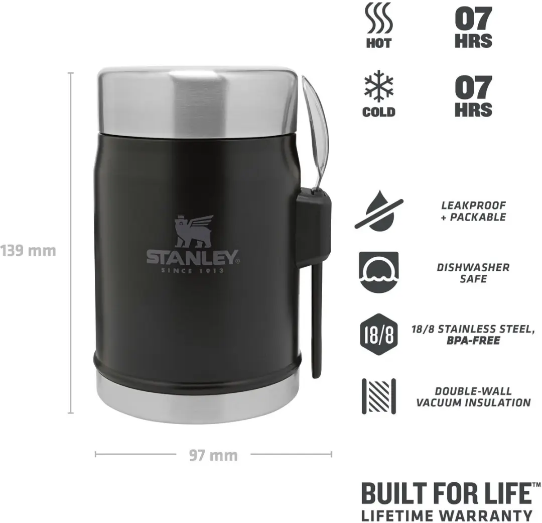 Stanley Classic Legendary Food Jar 10-09382-005 - 0,4L - Matte Black - afbeelding 6 van 6