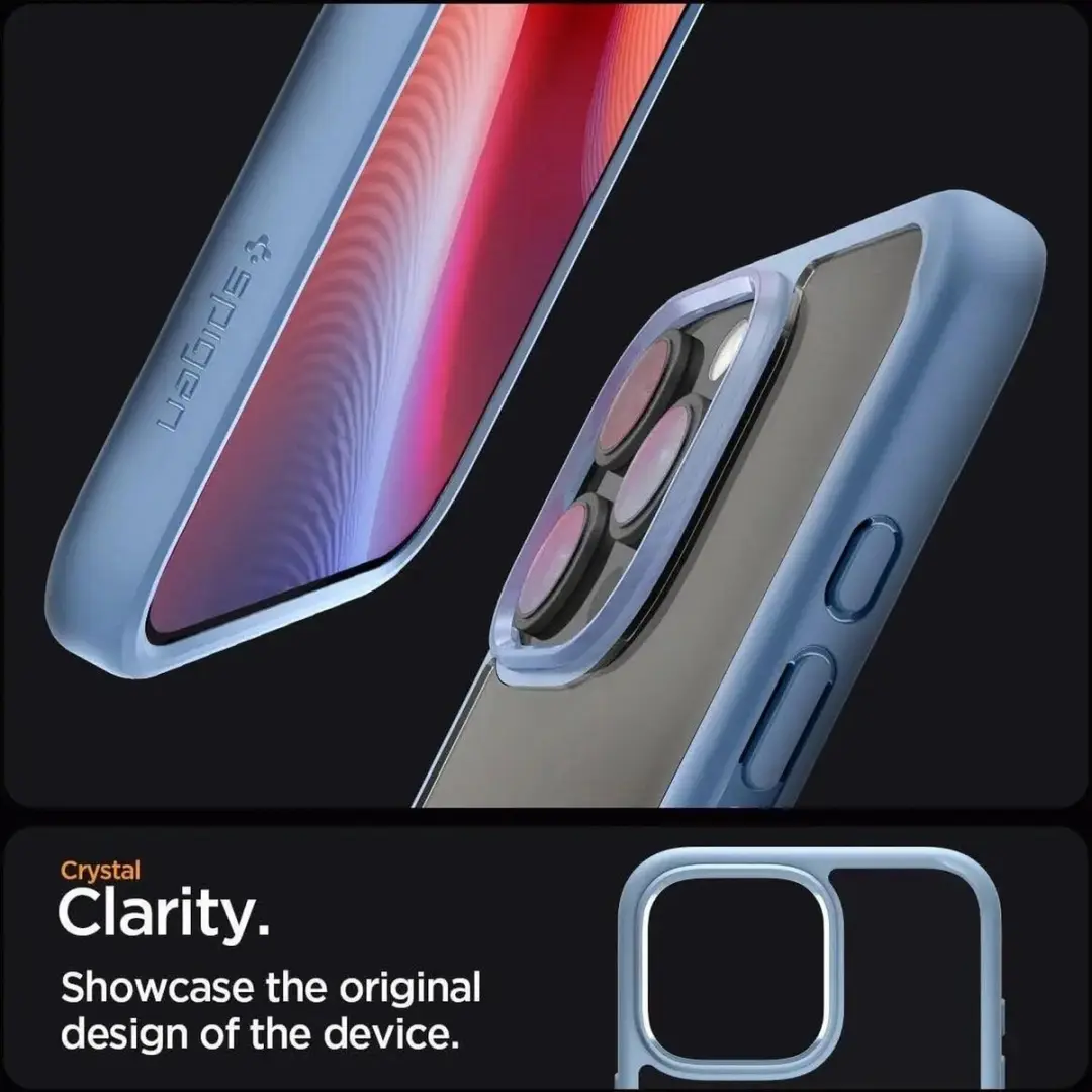 Spigen Crystal Hybrid 8809971229654 Hoesje - iPhone 16 Pro Max - Transparant Blauw - afbeelding 6 van 6