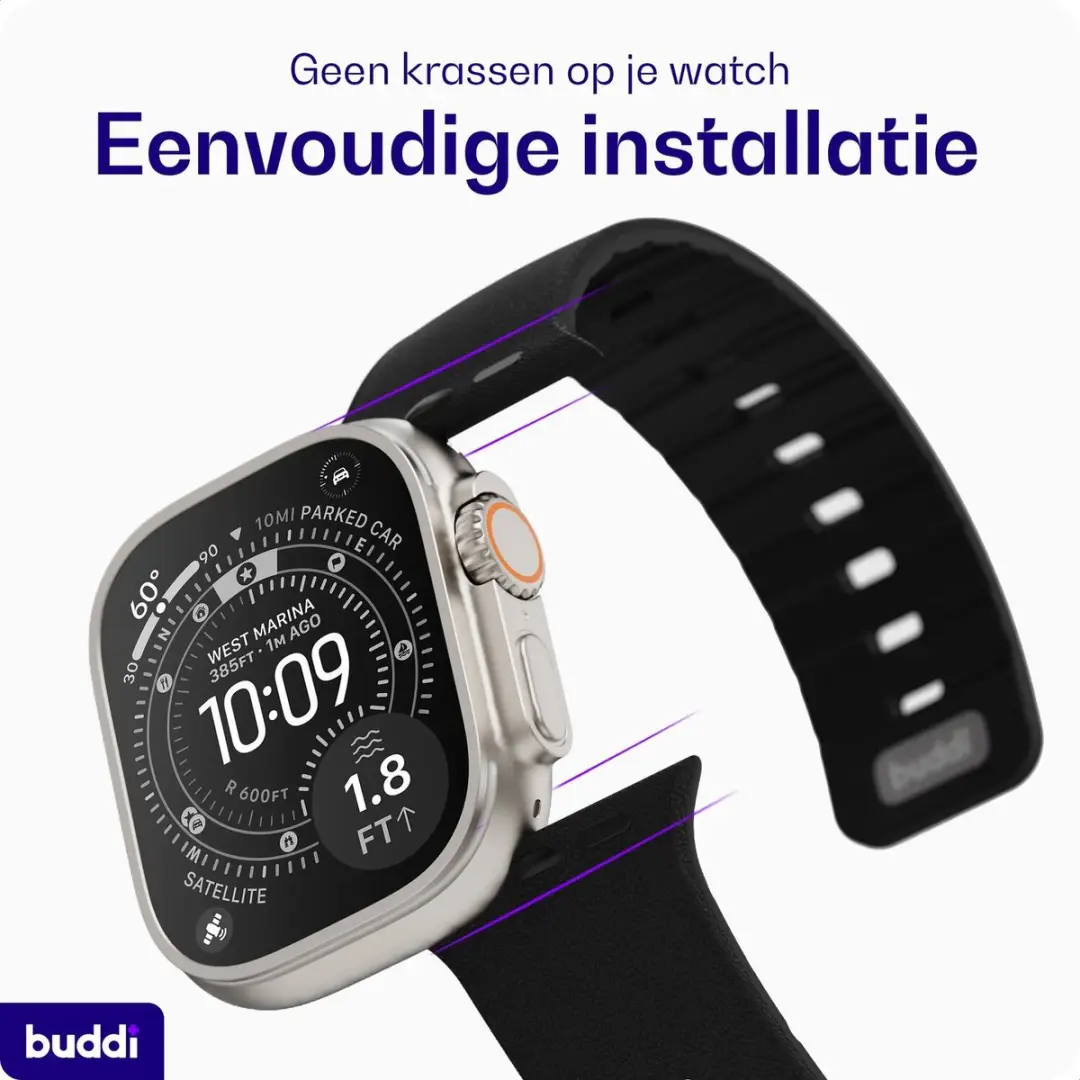 Buddi Luno Magnetisch Apple Watch Bandje 38/40/41/42mm - Zwart