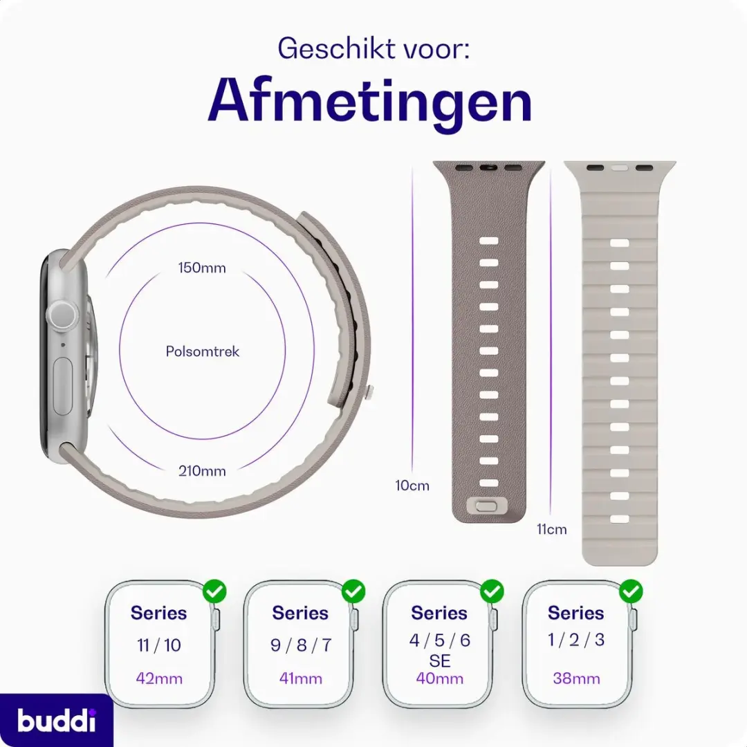 Buddi Luno Magnetisch Apple Watch Bandje 38-42mm - Taupe