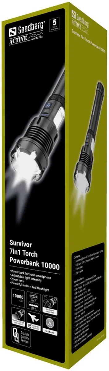 Sandberg Survivor 7in1 Torch Powerbank 10000mAh