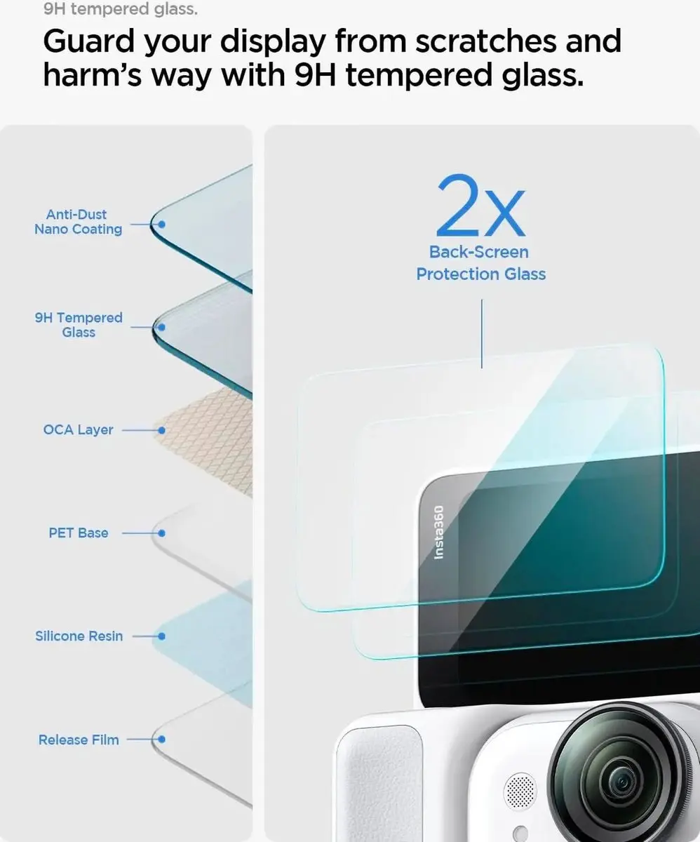 Spigen Screenprotector Insta360 Go Ultra - 9H Glas - 2 Stuks