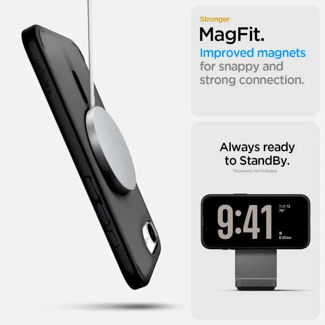 Spigen Crystal Hybrid MagFit iPhone 16e Hoesje - Frosted Zwart