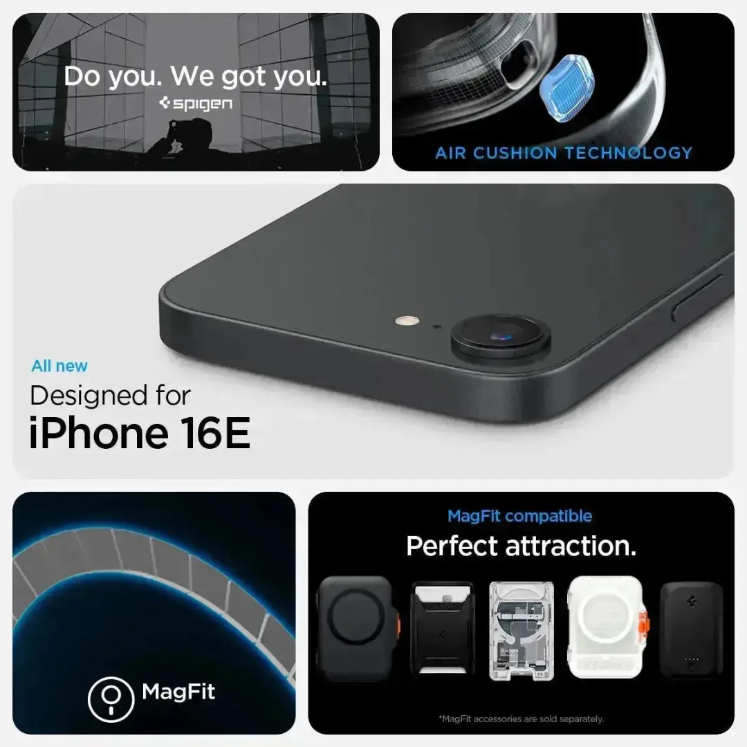 Spigen Crystal Hybrid MagFit iPhone 16e Hoesje - Frosted Zwart