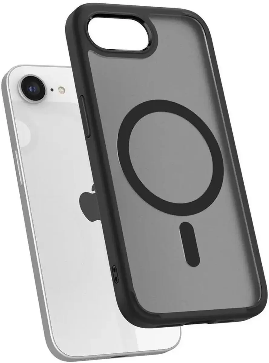 Spigen Crystal Hybrid MagFit iPhone 16e Hoesje - Frosted Zwart - afbeelding 6 van 6