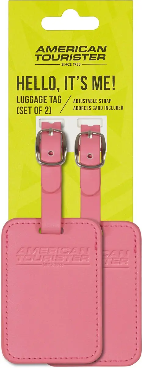American Tourister Bagage Labels Pink Glitch - 2 Stuks