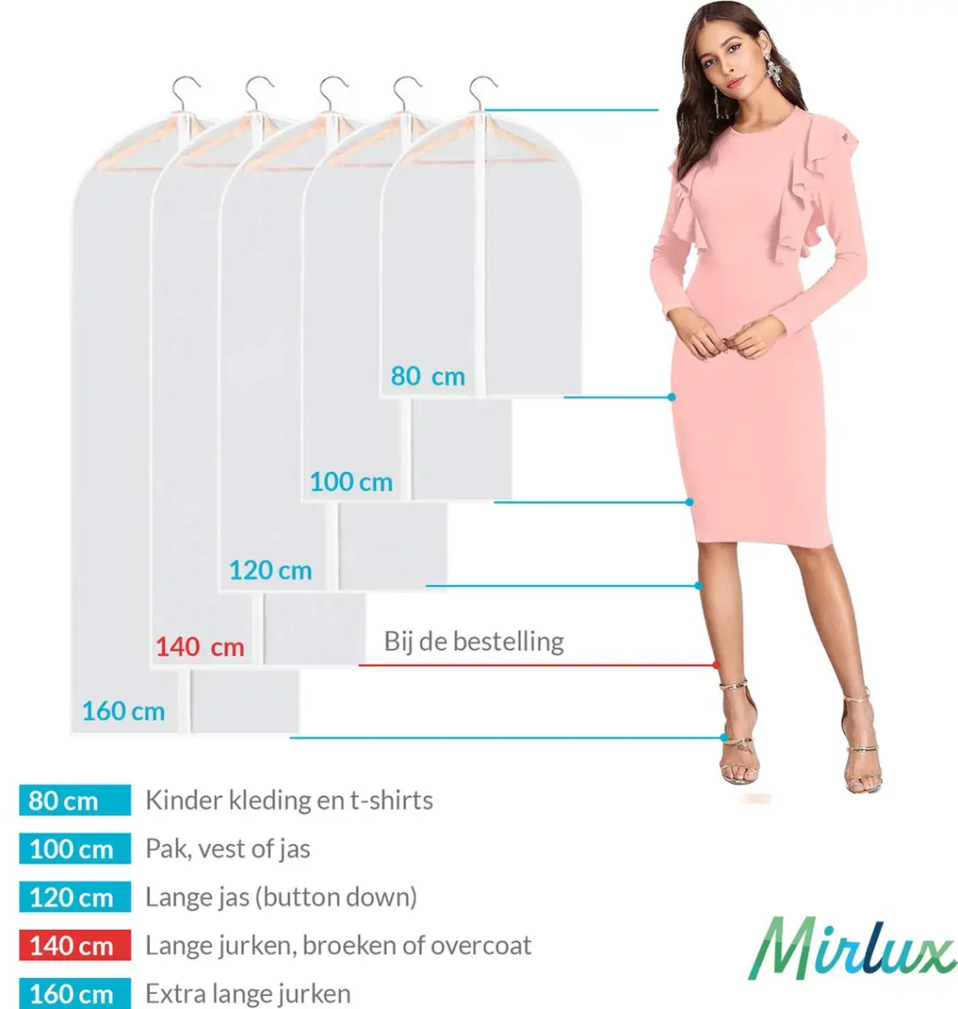 Mirlux Transparante Kledinghoes 60x140cm - 10 Stuks