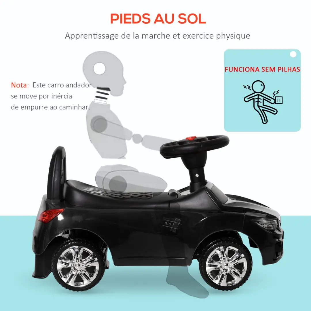 Homcom Kinderglijwagen PP 63,5x28x36cm - Zwart
