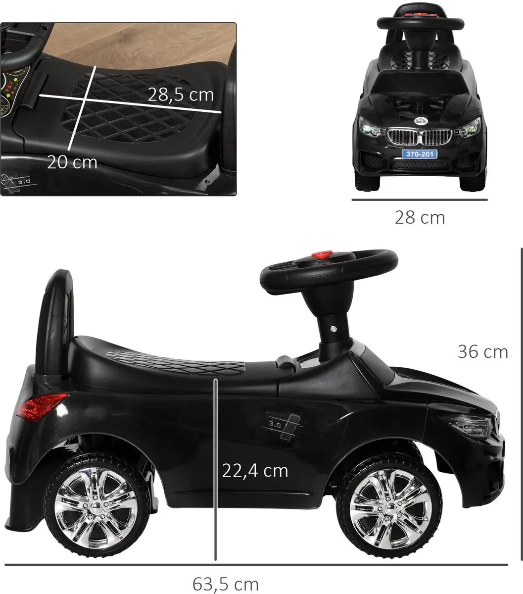 Homcom Kinderglijwagen PP 63,5x28x36cm - Zwart