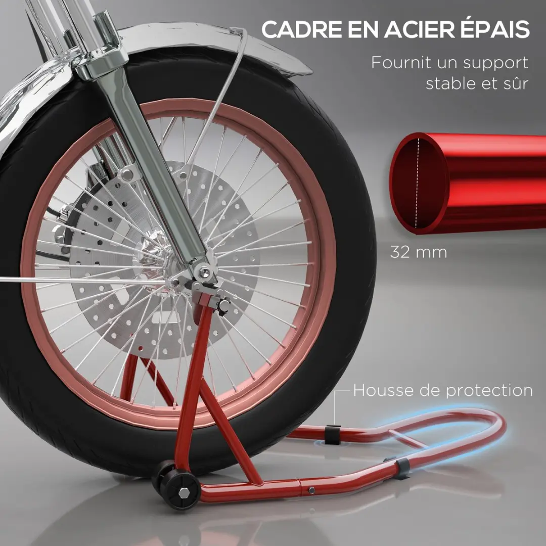 Homcom Achterste Motorstandaard - Staal - 70x47x34,5cm - Rood