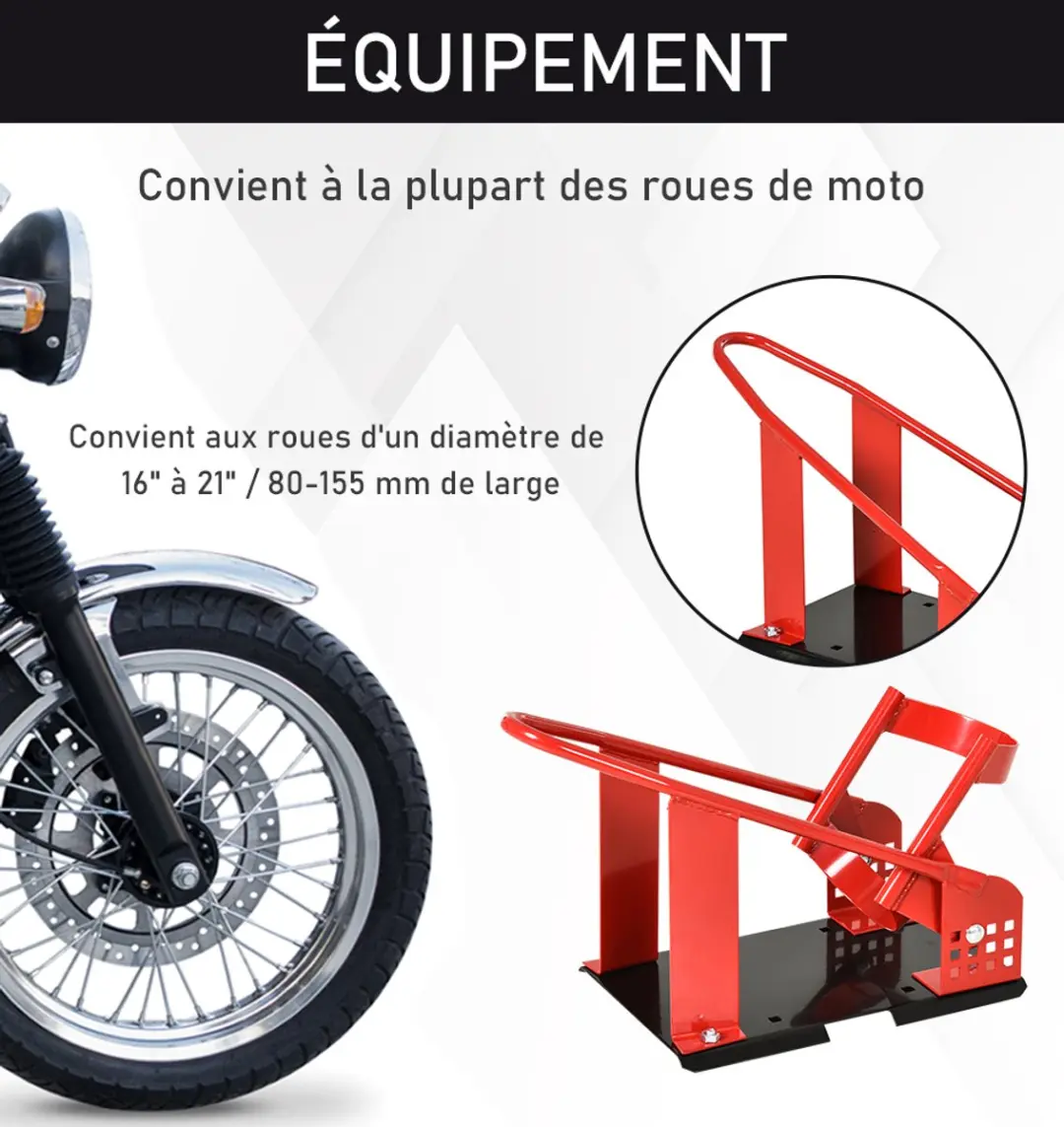 Homcom Motorfietswielklem - Metaal - 69x27,5x34cm - Rood