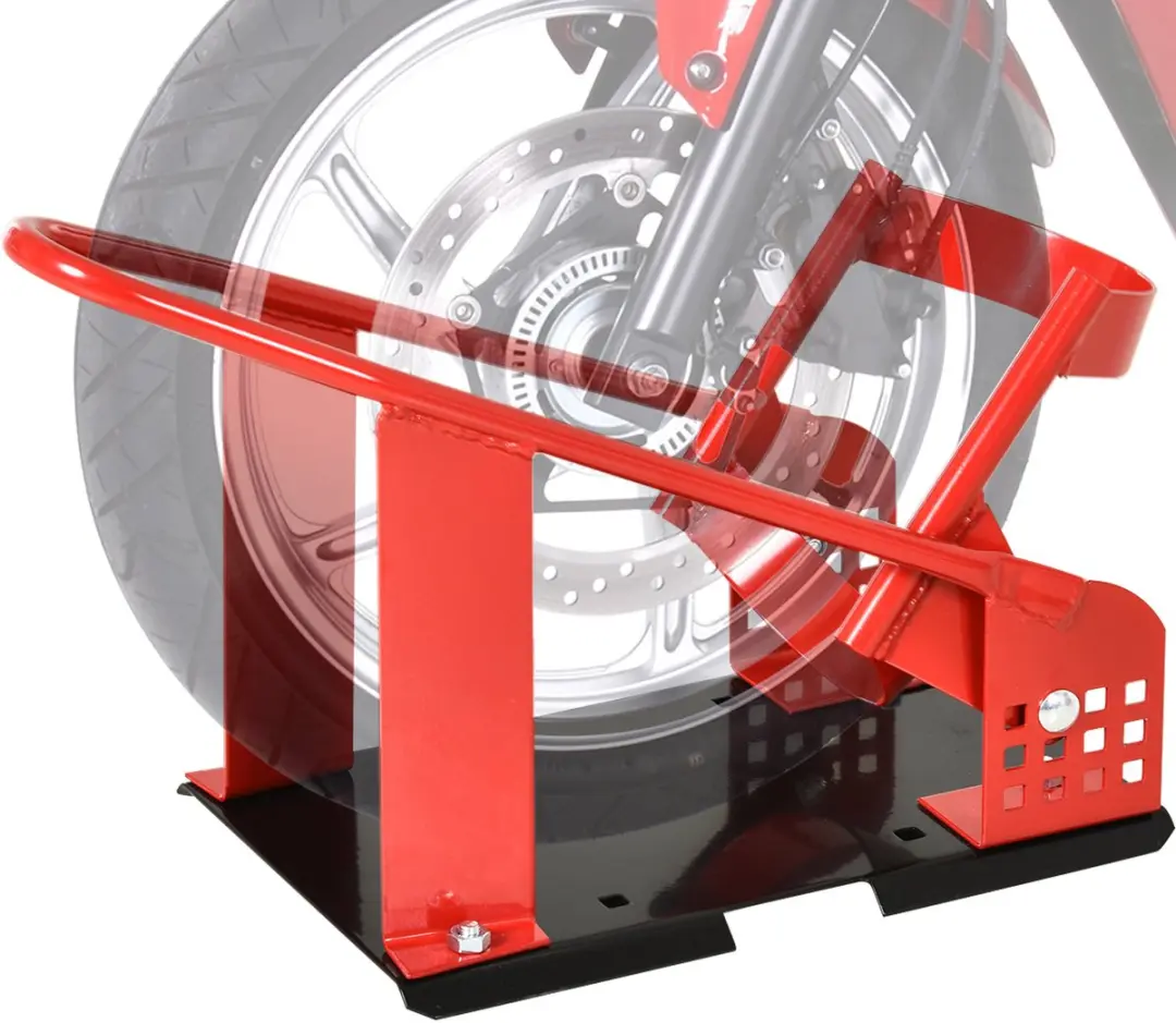 Homcom Motorfietswielklem - Metaal - 69x27,5x34cm - Rood