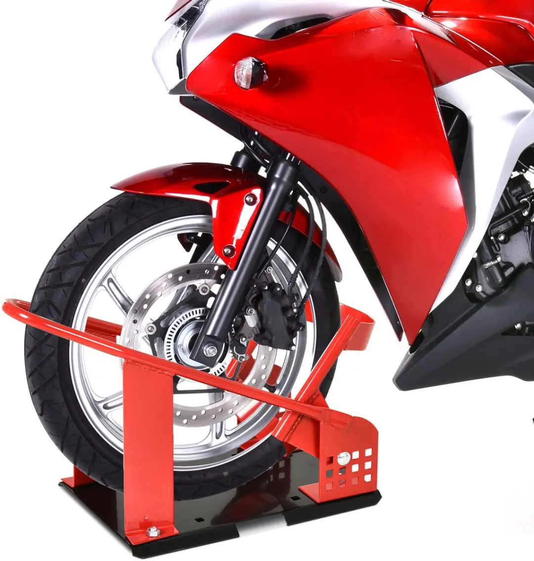 Homcom Motorfietswielklem - Metaal - 69x27,5x34cm - Rood