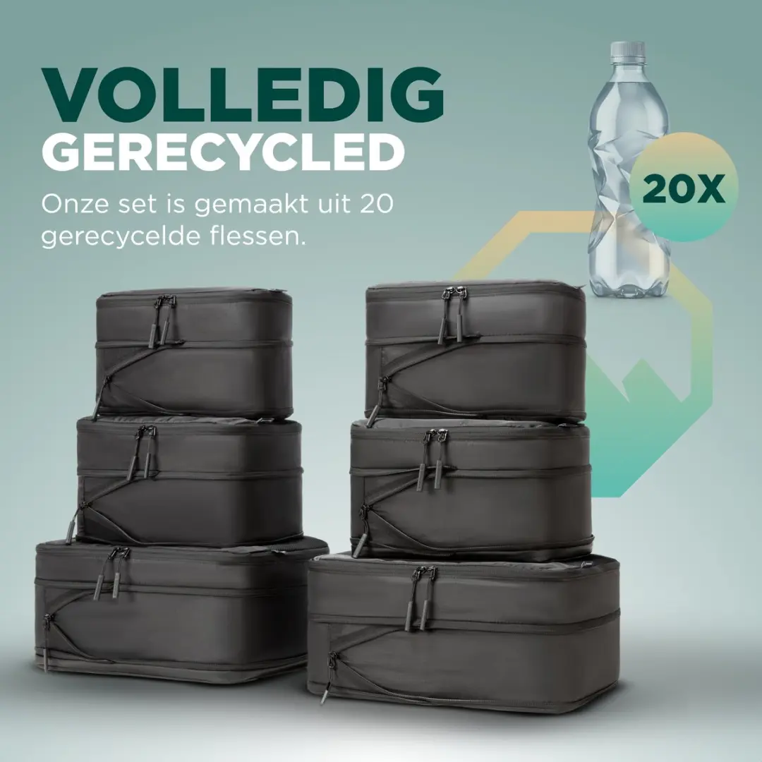 Remodius Compression Packing Cubes 8-delig - Gerecycled - Zwart