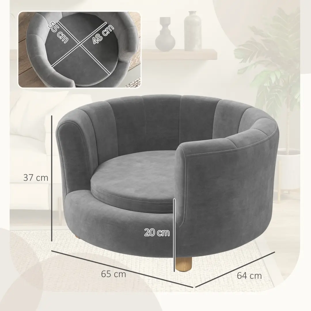 Pawhut Hundesofa 65cm - Wasbaar - Grau