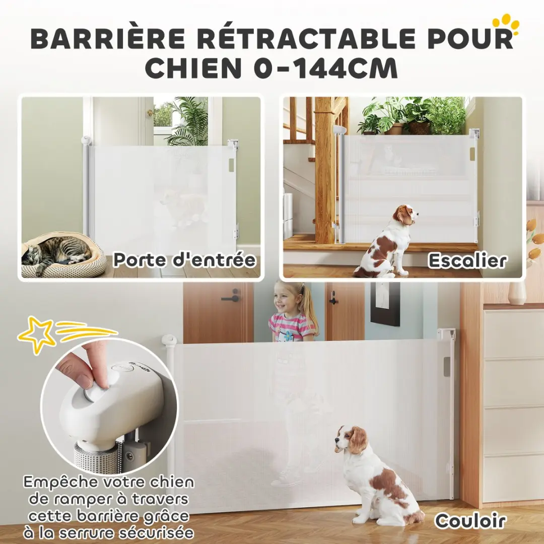 Pawhut Hondenhek 149x10x87.5cm Plastic - Wit
