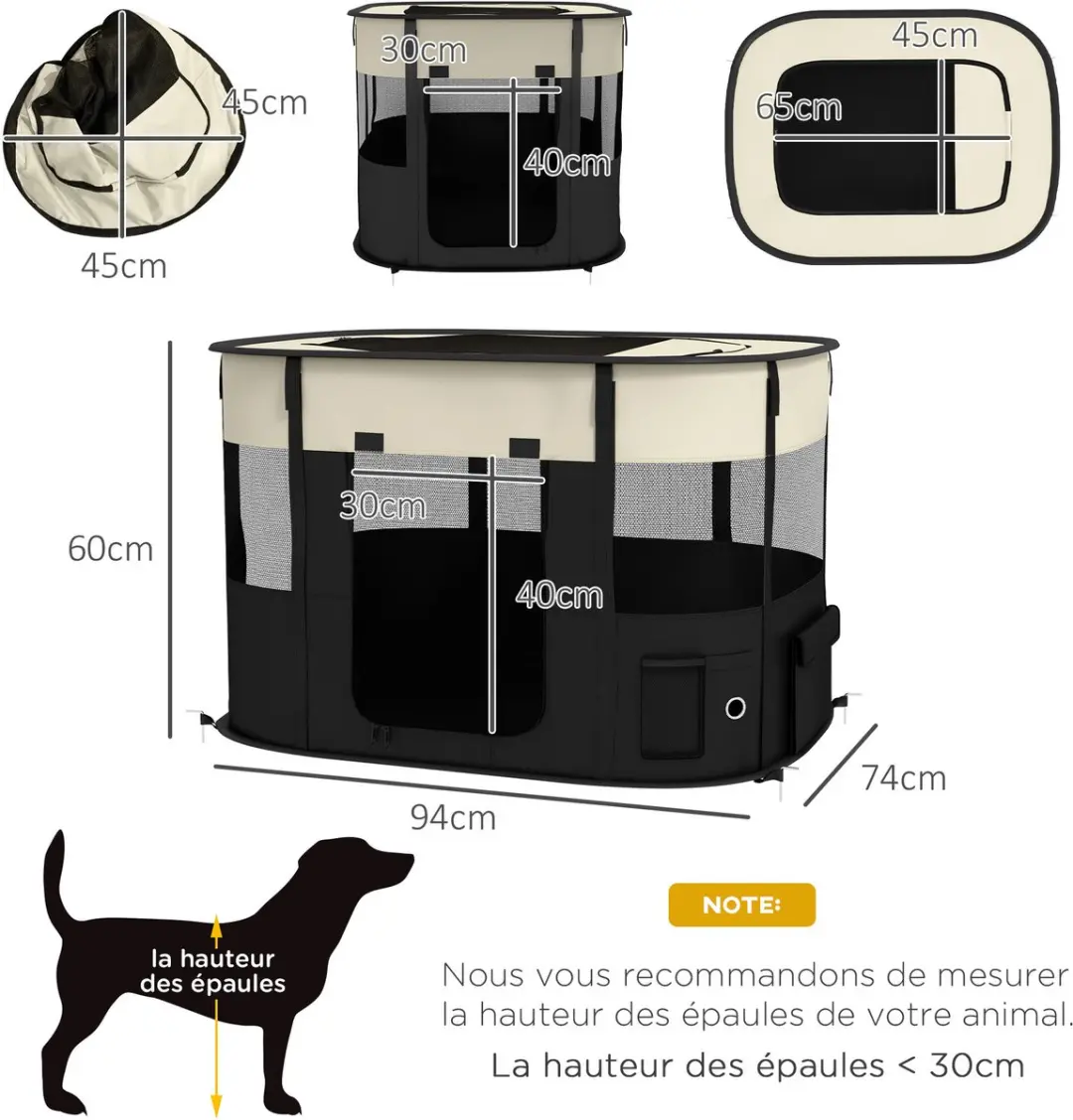 Pawhut Honden-speelpen Oxford Crème 94x74x60cm