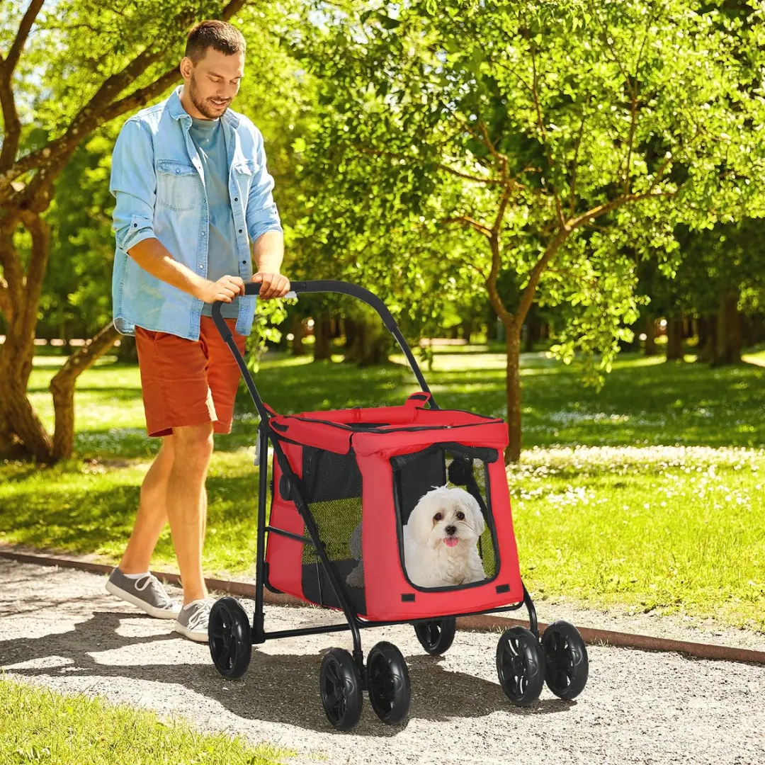Pawhut Hondenbuggy Oxford-stof - 102x62x105cm Rood