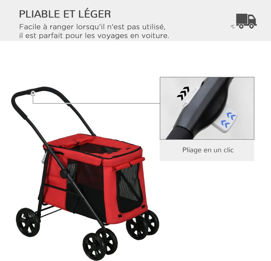 Pawhut Hondenbuggy Oxford-stof - 102x62x105cm Rood