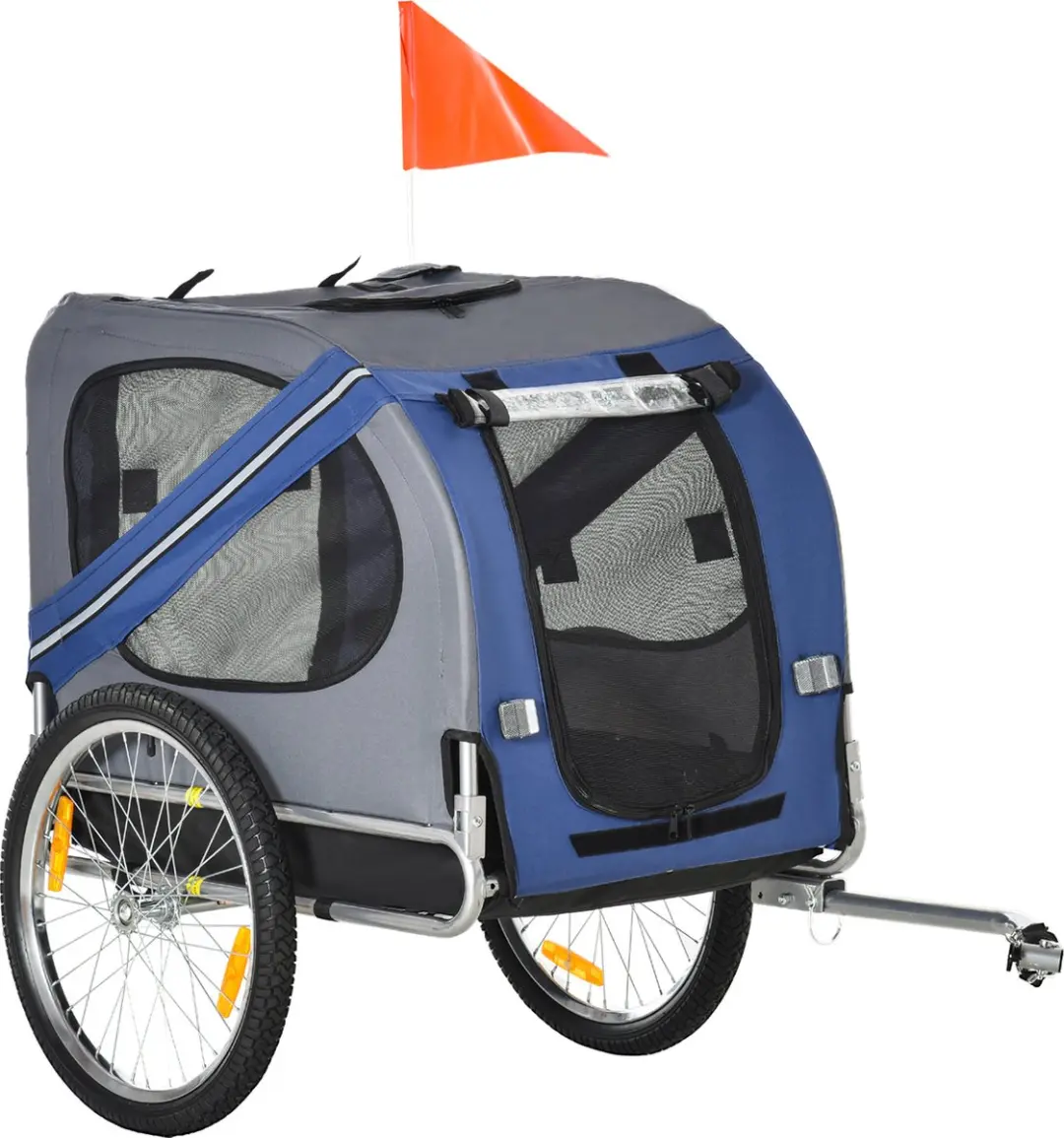 Pawhut Huisdier Fietsaanhanger Blauw