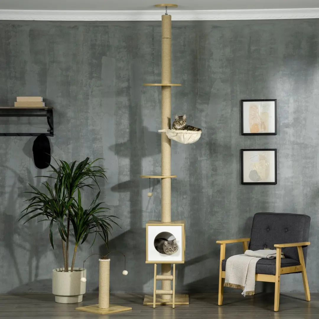 Pawhut Kattenboom 40x40x285cm - Bruin