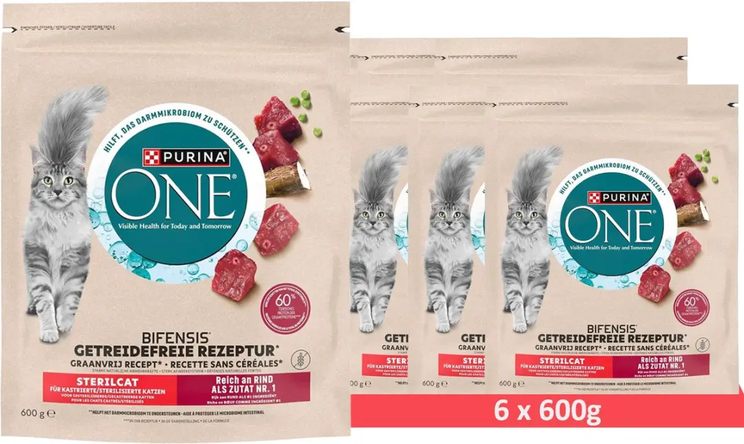 Purina ONE Sterilcat Rundvlees Droogvoer 6x600g