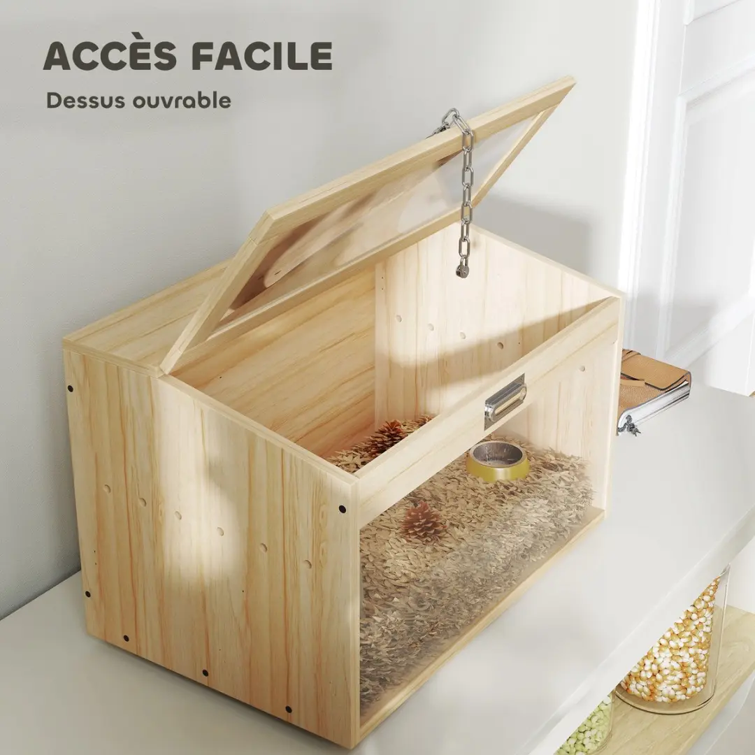 Pawhut Hamsterkooi - 55x35x35cm Natuurlijk