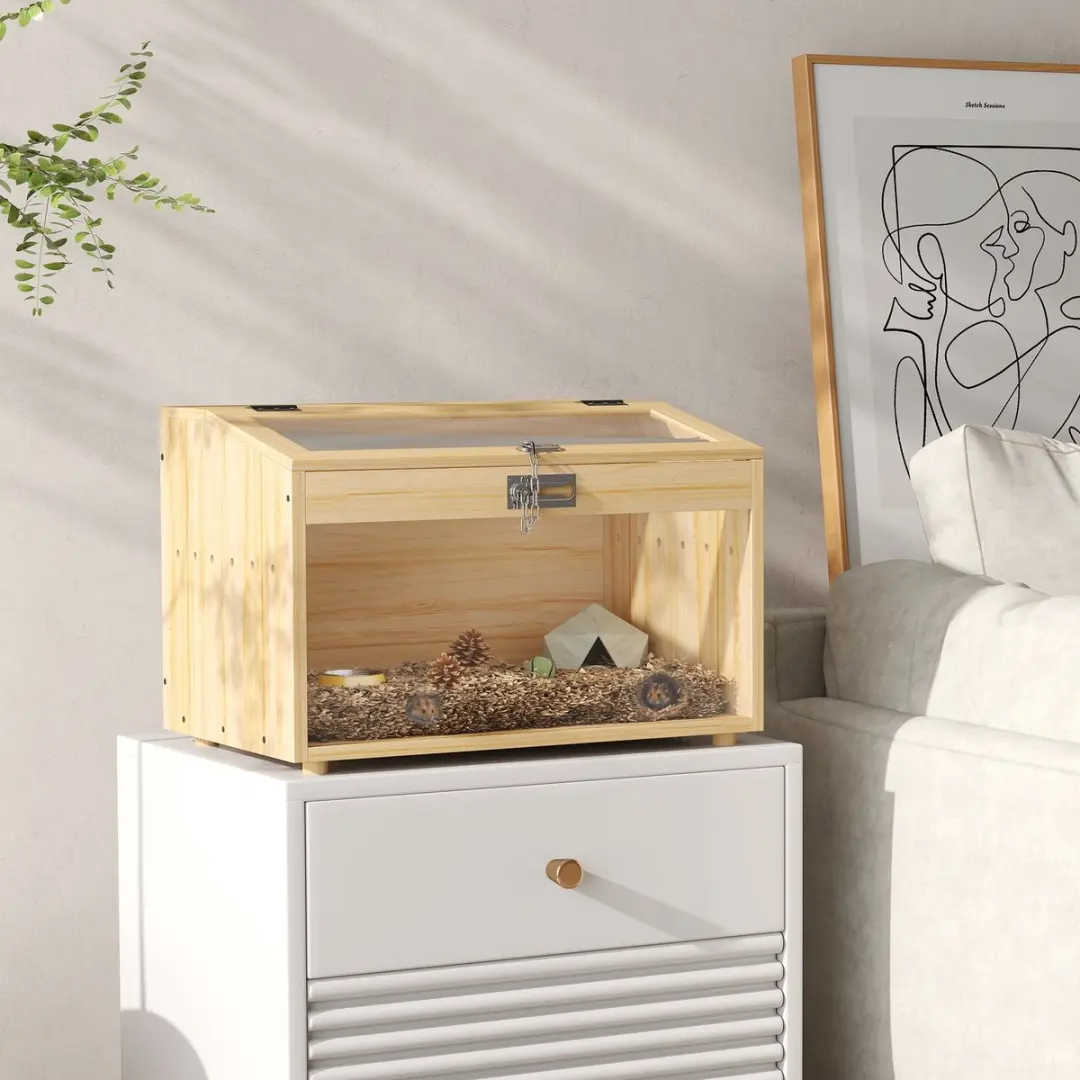 Pawhut Hamsterkooi - 55x35x35cm Natuurlijk